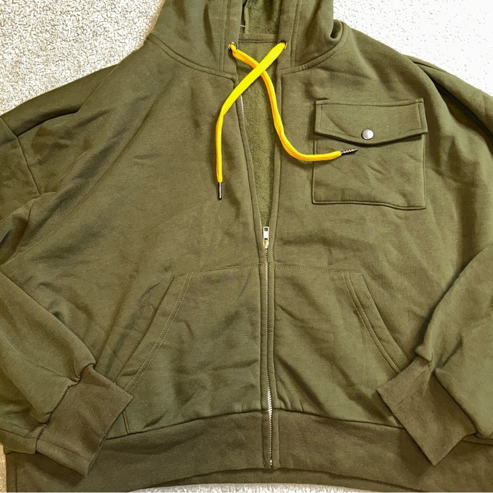 Olive Utility Jacket with Hood - Picture 7 of 7
